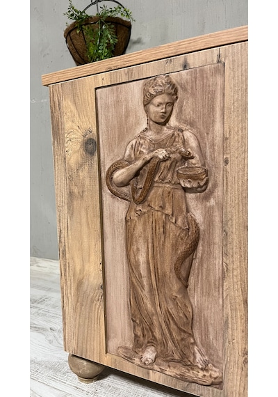 Hygieia Şifa Tanrıçası Ahşap Oyma Komodin Mitolojik