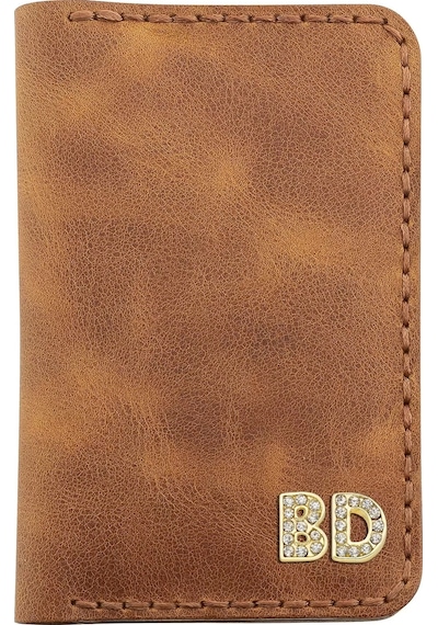 Twingold İsme Özel Dikey Mini Cüzdan - %100 Rainbow Deri - A010005 - Camel Camel