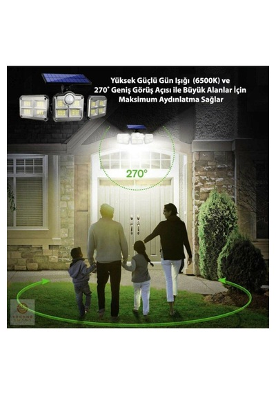 Uzaktan Kumandalı 122 Led Sensörlü Bahçe Lambası Abanoz