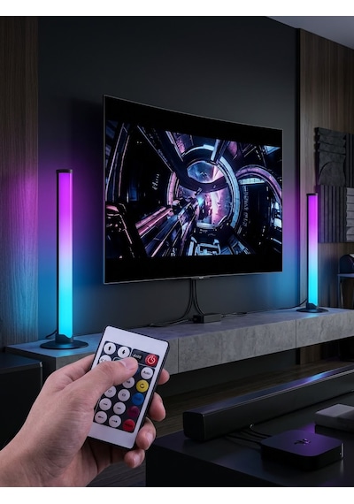 2'li Set Masaüstü Rgb Led Ortam Işığı - Sese Duyarlı Müzik Ritim Aydınlatması, Kumanda Kontrollü Oyuncu Ve Tv Arkası Işık