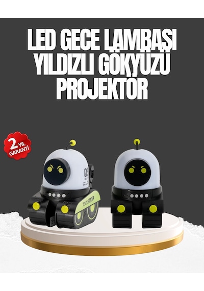 Çocuk Odası İçin Müzikli Ve Işıklı Robot Projektör Çok Renkli