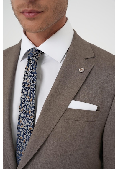 Efor Slim Fit Çift Yırtmaç Dokulu Esnek Klasik Vizon Takım Elbise Tk 915 Vizon
