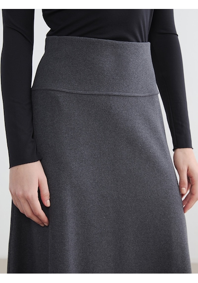 Lcw Modest Bej Beli Lastikli Kloş Etek