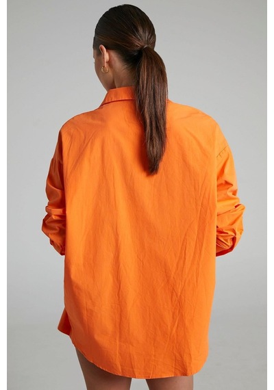 Seeh Turuncu Oversize Basic Kadın Gömlek Sh268