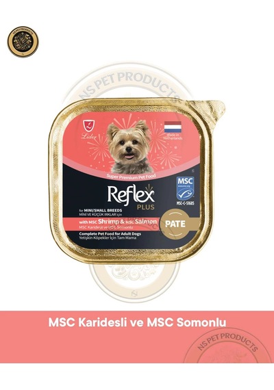 Reflex Plus Pate Msc Karidesli Ve Msc Somonlu Mini Ve Küçük Irklar İçin Yetişkin Köpek Maması 85 G