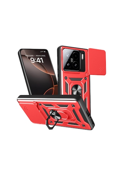 Mi 15 Kılıf Pars Lens Yüzüklü Silikon - Kırmızı Bzsxx00 1