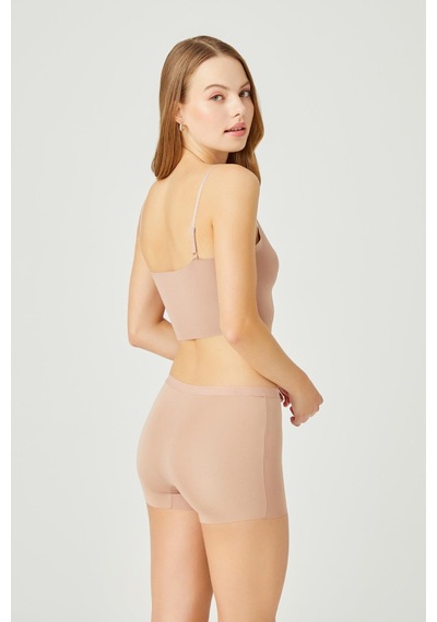 Cottonhill Basic Lazer Kesim Dikişsiz Kadın Boxer Külot Kahverengi 3'lü Paket çok Renkli