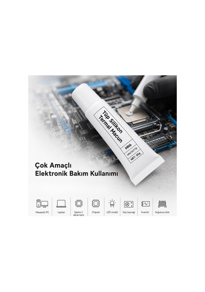 Mn1108ts 25 Gr Beyaz Termal Macun 1.42 W/mk Cpu Gpu Chipset Led Modül Elektronik Bakım Tüp Tipi Soğutucu Macunu