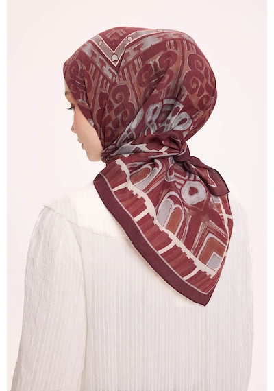 Silk Home Dört Mevsim Antik Motif Viskon Velora Eşarp 6421 Bordo