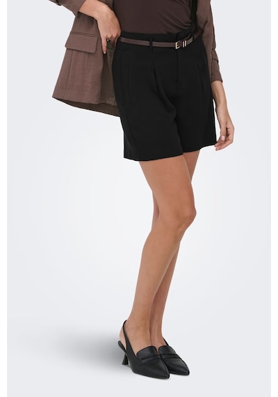 Only Onlsiesta Keten Karışımlı Regular Fit Kemer Detaylı Short Bayan Short 15367413 Siyah