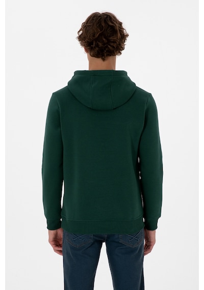 U.S. Polo Assn. Erkek Regular Fit Kapüşonlu Şardonlu Koyu Yeşil Basic Sweatshirt 50315582-VR079