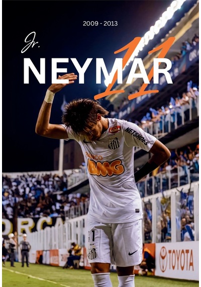 Neymar Jr 11 Santos Siyah Çerçeveli Tasarım Tablo Futbol Spor Poster