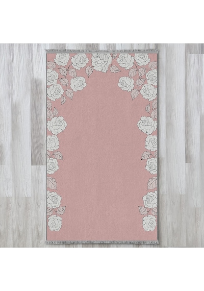 Evaşk Namazlık Dokuma Halı Kaymaz Muslumana Seccade 80 x 130 PEMBE EVAŞK412B66