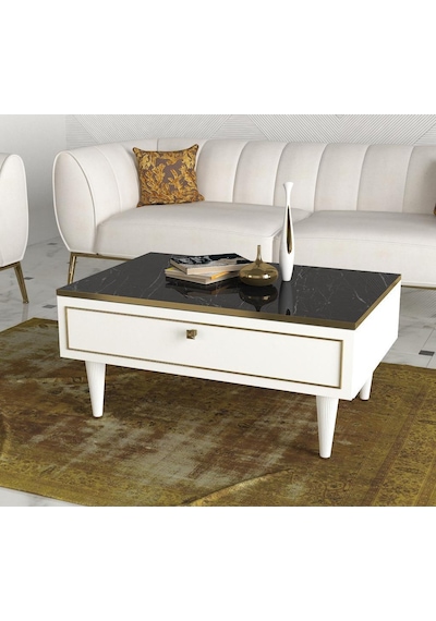 Dekorister Exclusive Ravenna Orta Sehpa Beyaz-Mermer