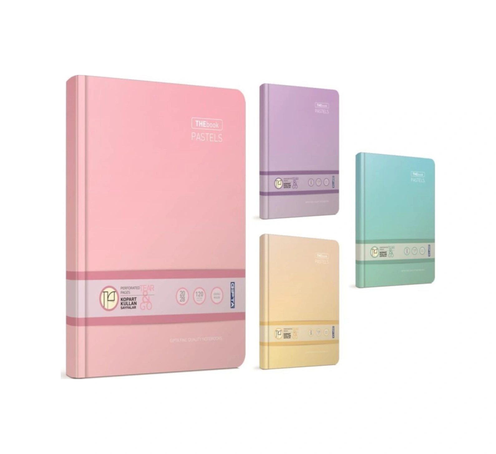 Thebook Pastels Ip Dikişli Sert Kapak Not Defteri 17x24cm 120 Yaprak Çizgili 3 Lü Paket 3309