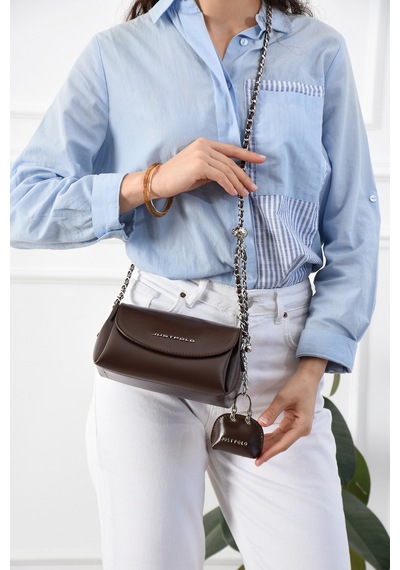 Just Polo Kadın Kahve Zincir Askılı Mini Boy Çapraz Ve Omuz Çantası-bd7038bd