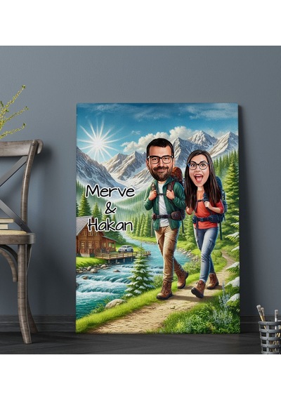 Bk Gift Kişiye Özel Doğa Yürüyüşü Karikatürlü Kanvas Tablo-1 70x100 , Sevgiliye Hediye, Sevgililer Günü Hediyesi Kobitmeyencom33772 Bk Gift