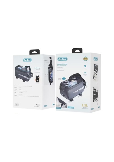 Go Des Gd-hd103 Telefonluklu Su Geçirmez Bisiklet Çantası 1.5 Litre Siyah