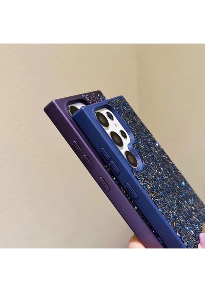 Samsung Galaxy S24 Ultra İle Uyumlu Elmas Desen Taşlı Kılıf 2 Mm Kamera Çıkıntı Koruma, Işıltılı Lüks Şık Darbe Emici Kapak Çöl Titanyum