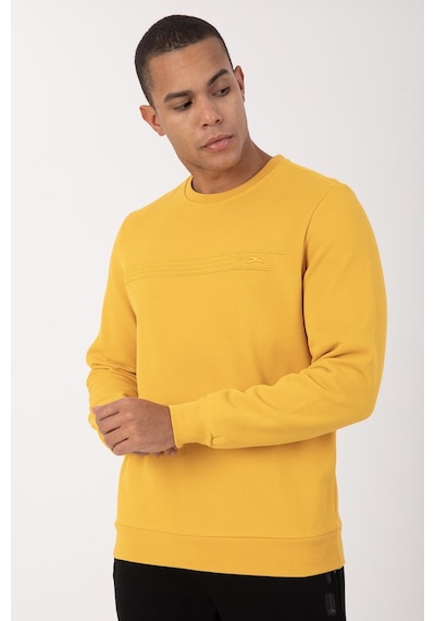 Maraton Sportswear Comfort Erkek Bisiklet Yaka Takma Kol Basic Sarı Sweatshirt 21836-sarı