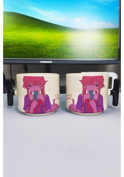 Mirai Nikki Anime Baskılı Seramik Lüks Kupa 1 Adet T Şeklinde Özel Siyah Kulp Dalga Kulp V5t Çok Renkli