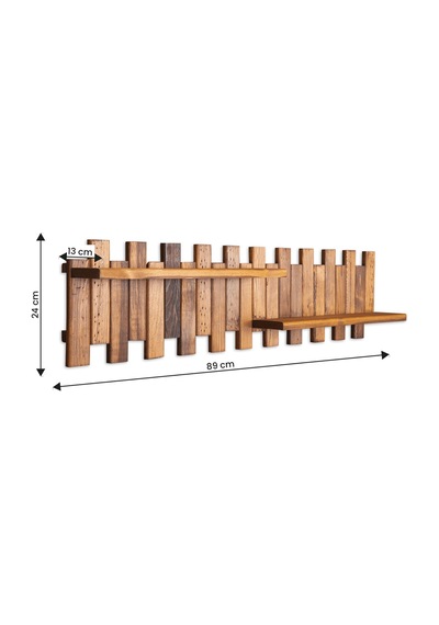 Ahşap Duvar Rafı Çit 2 Raflı Çit Model Bambu