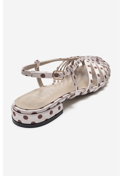 Luvi Shoes Lıss Bej Kahverengi Puantiyeli Kadın Sandalet