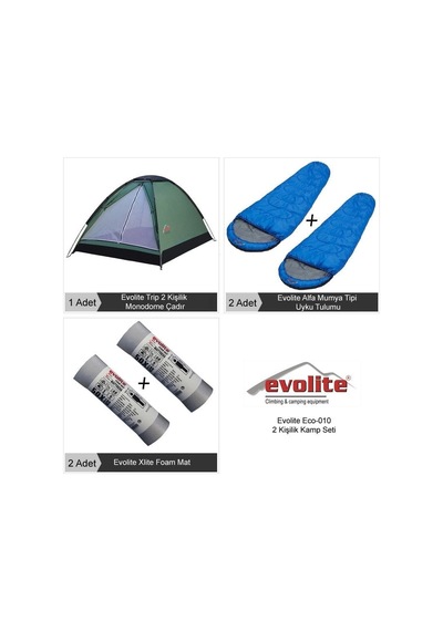 Evolite 2 Kişilik Eko Kampçılık Seti Renkli