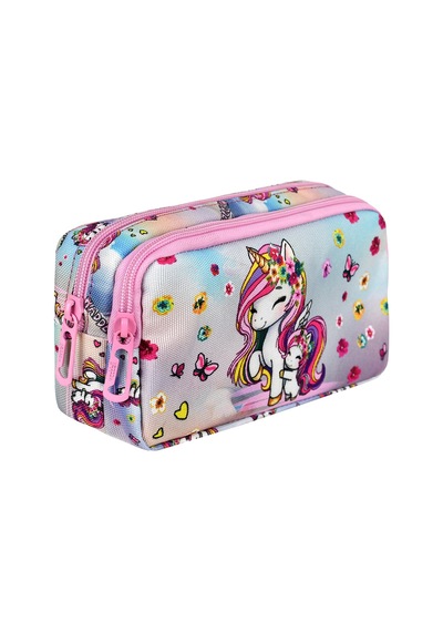 Waddell Pembe Unicorn Desenli 2 Cepli Kalem Kutusu,kalemlik