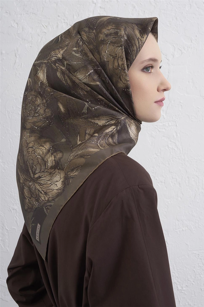 Armine Saf İpek Sura Eşarp 9409d 84 Acı Kahve
