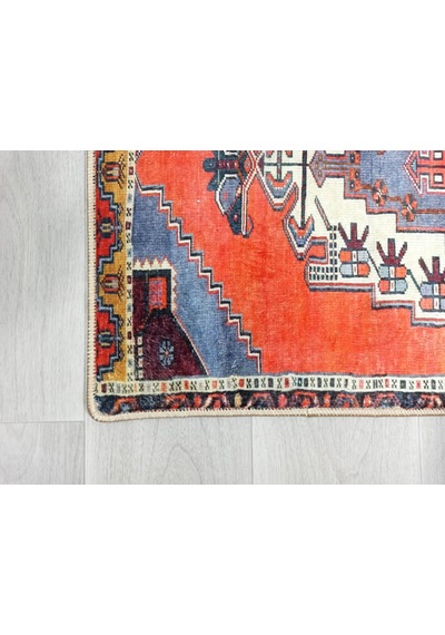 Kiremit Turuncu Ve Mercan Kırmızı Renkli Vintage Halısı