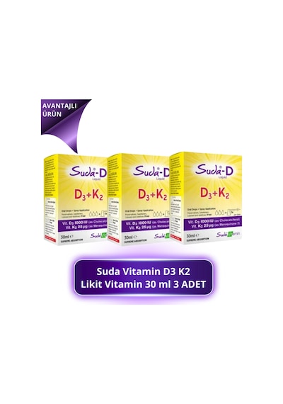 Suda Vitamin D3 K2 Likit Vitamin 30 Ml 3 Adet