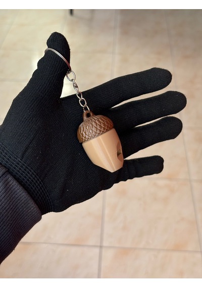 Anahtarlık Tipi Acil Durum Düdüğü Deprem, Kamp Ve Outdoor İçin Meşe Palamudu Tasarım - 3x3x5 Cm Bej