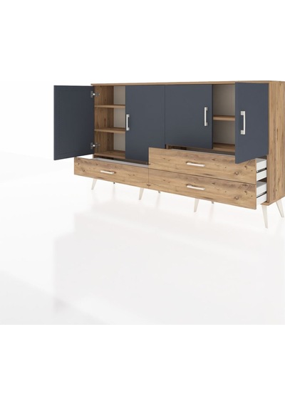 Arges Konsol 5 Raflı 3 Çekmeceli 4 Kapaklı 176x30x99 Çam-antrasit Çam-antrasit/çam Arges Konsol 5 Raflı 3 Çekmeceli 4 Kapaklı 176x30x99 Çam-antrasit Çam-antrasit/çam