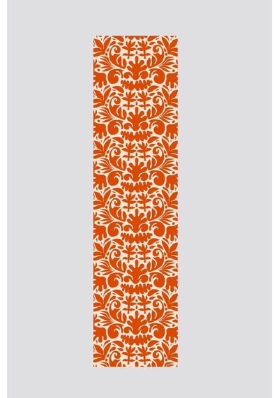 Turuncu Yaprak Desenli Runner 40x220cm Turuncu