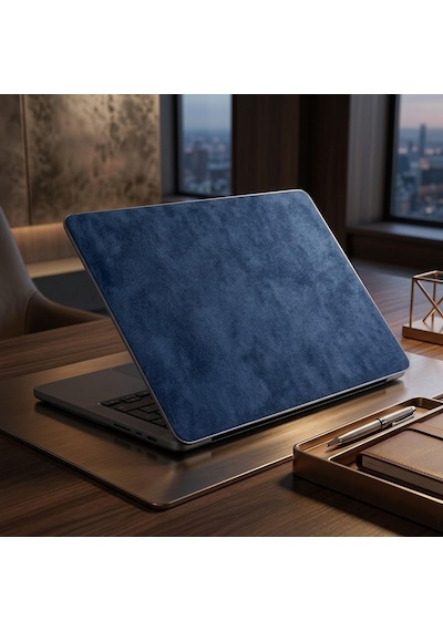 Kendinden Yapışkanlı Alcantara Laptop Kaplama 48x30 Cm Süet Doku Arka Kapak Çizilme Önleyici Koruyucu Skin Lacivert