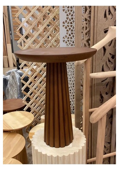 Wood Ahşap Fitilli Mantar Yan Sehpa Tekli 50cm