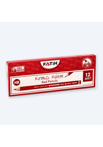 Fatih Kırmızı Kurşun Kalem 1 Düzine 12 Li