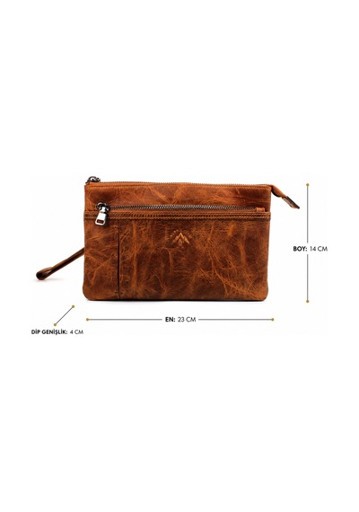 Alphaclub Bag Erkek Hakiki Deri Taba Çok Bölmeli El Çantası Model 898