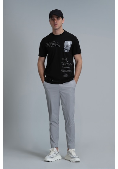 Lufian Erkek Fred Modern Grafik T-shirt 111020219 Siyah