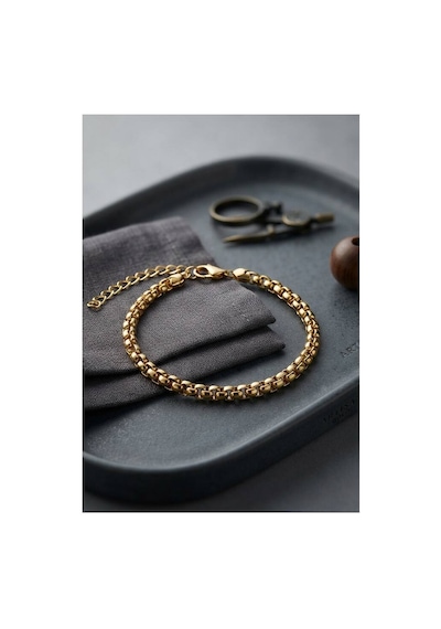 316l Çelik Gold Renk Box Zincir Model Erkek Bileklik Tj-eb3811 Evimdeyokyok