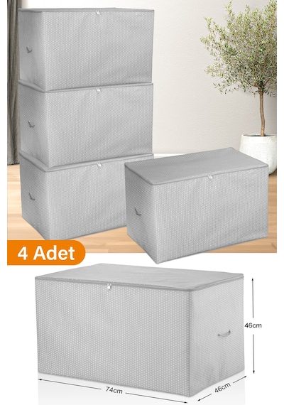 Serstil 4 Adet - Büyük Boy Gri Benekli Hurç - 74 X 46 X 46 Cm