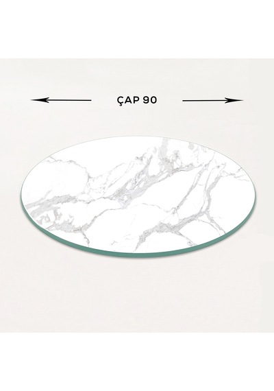 Masa Camı Ekvator Beyaz Elit Mermer Çap90cm