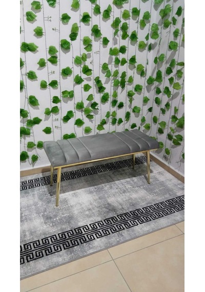 Özcan Metal Gold Metal Ayaklı Metal Kasalı Bench Mutfak Salon Antre Yatak Odası Balkon Puf Bank Antrasit