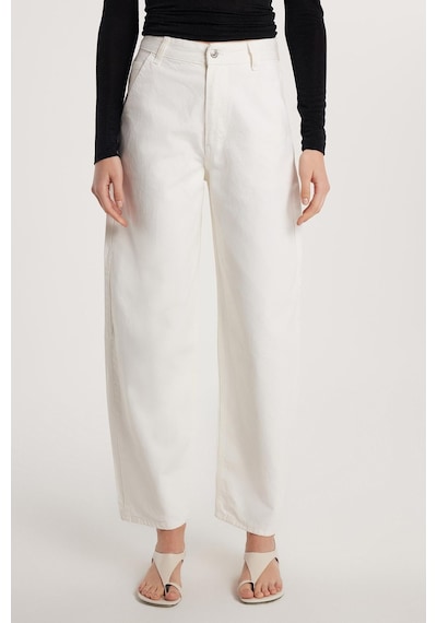 Tudors Kadın Regular Fit Yan Cepli Baggy Balon Beyaz Jean Kot Pantolon-34128