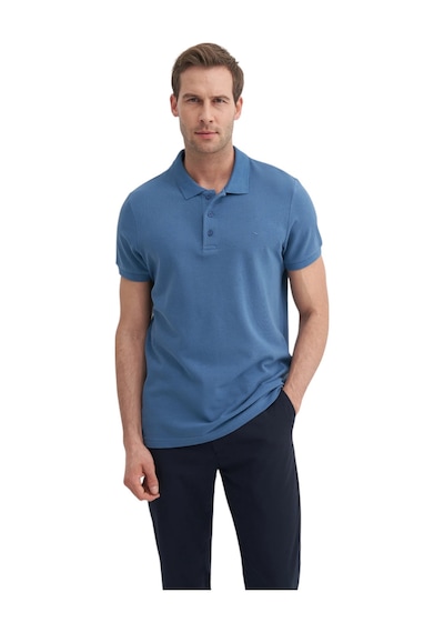 Cazador Erkek Polo Yaka Slim Fit Pike Düz Pamuklu Tişört Mavi