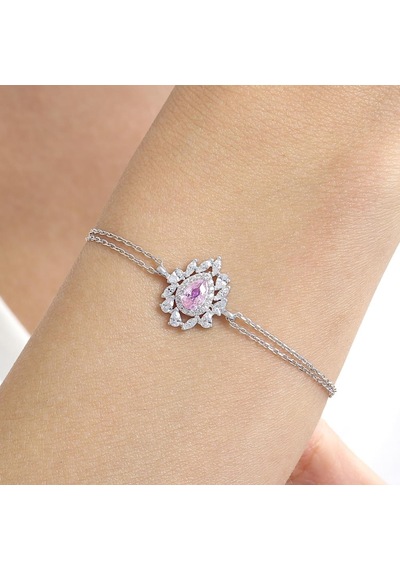 Effective Diamond İstanbul İhtişamı Pink Taşlı Gümüş Bileklik