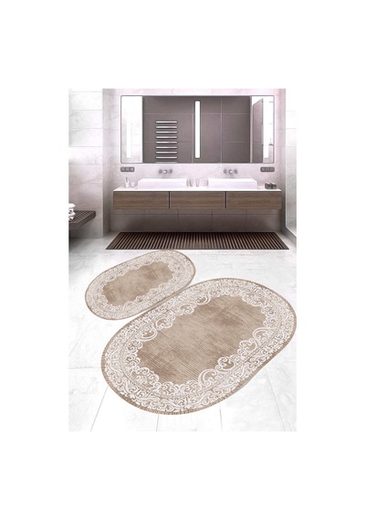 Eliana Home Dijital Baskı 2'li Banyo Paspas Takımı Lna5-hk104 100x60 Ve 60x50 Cm Kahverengi