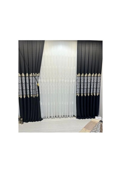 Lexroo Fj631749 V-924 Arora Siyah 1/3 Sık Pileli Fon Perde Apm