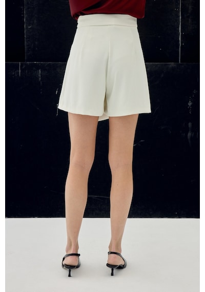 Sateen Talia Şort Etek - Ekru-137065 Ekru